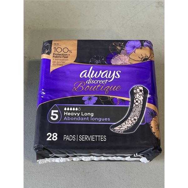 NEW PACK OF ALWAYS DISCREET BOUTUQUE PADS 84 TOTAL