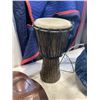 Image 3 : 2 WOODEN DRUMS AND CARVED MASK