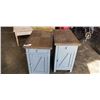Image 1 : 2 FARMHOUSE END TABLES - 1 DOOR AND 1 DRAWER