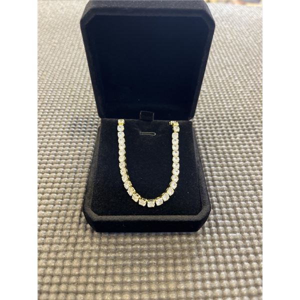 NEW 14K GOLD PLATED 3.5MM SIMULATED DIAMOND (CZ) TENNIS BRACELET, ADJUSTABLE 6-9" LONG