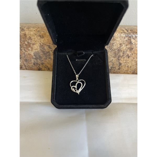 NEW PLATINUM PLATED 26.0MM HEART NECKLACE, ADJUSTABLE 16-18" LONG