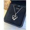 Image 3 : NEW PLATINUM PLATED 26.0MM HEART NECKLACE, ADJUSTABLE 16-18" LONG