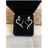 Image 1 : NEW PLATINUM PLATED 1.0CT EACH EMERALD CUT PINK SIMULATED DIAMOND (CZ) HEART DANGLE EARRINGS