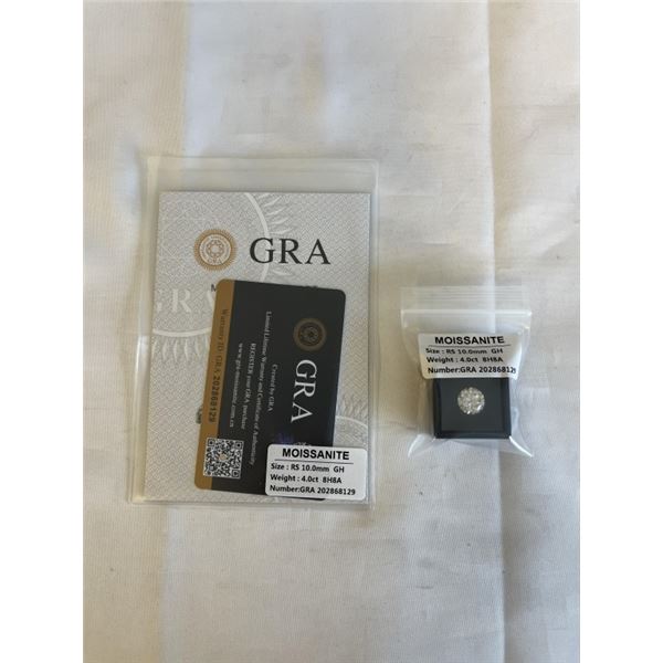 NEW 4.0CT MOISSANITE STONE, ROUND BRILLIANT CUT, GH-VVS1 TESTS POSITIVE W/ DIAMOND TESTER - MORE BRI