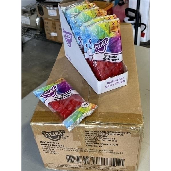 CASE OF HUER RED BERRIES, 72 BAGS 75GRAMS EACH, 6 DISPLAY BOXES OF 12,