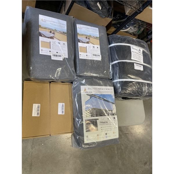 BOX OF OUTDOOR DECOR INCLUDING PRIVACY SCREEN AND NEW FENCE PRIVACY SCREEN