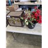Image 1 : VINTAGE STORAGE CHEST AND FAKE FLORALS
