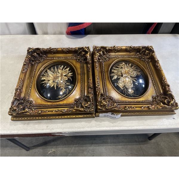 2 CASED AND FRAMED REAL HAWAIIAN FLOWERS AND LEAVES