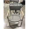 Image 4 : BRAND NEW PATIO BISTRO SET, GLASS TOP ROUND PATIO TABLE, 30 INCH DIAMETER AND 2 STACKING GREY STAINL