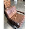 Image 3 : MODERN BROWN LEATHER ACCENT ARMCHAIR, WEAR ON ARMS BUT NO RIPS OR TEARS