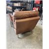 Image 5 : MODERN BROWN LEATHER ACCENT ARMCHAIR, WEAR ON ARMS BUT NO RIPS OR TEARS