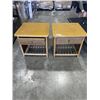 Image 1 : PAIR OF VINTAGE RATTAN AND BAMBOO SIDE TABLES