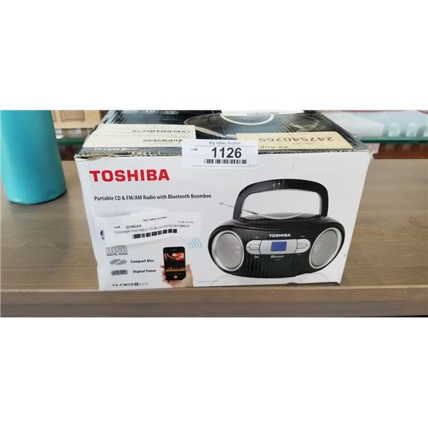 TOSHIBA PORTABLE CD BLUETOOTH BOOMBOX W/ AM/FM RADIO TUNER - TESTED WORKING
