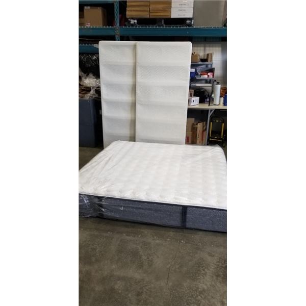 KINGSDOWN KINGSIZE MATTRESS, TIGHT TOP FIRM WITH PAIR OF ULTRA THIN BOX SPRINGS