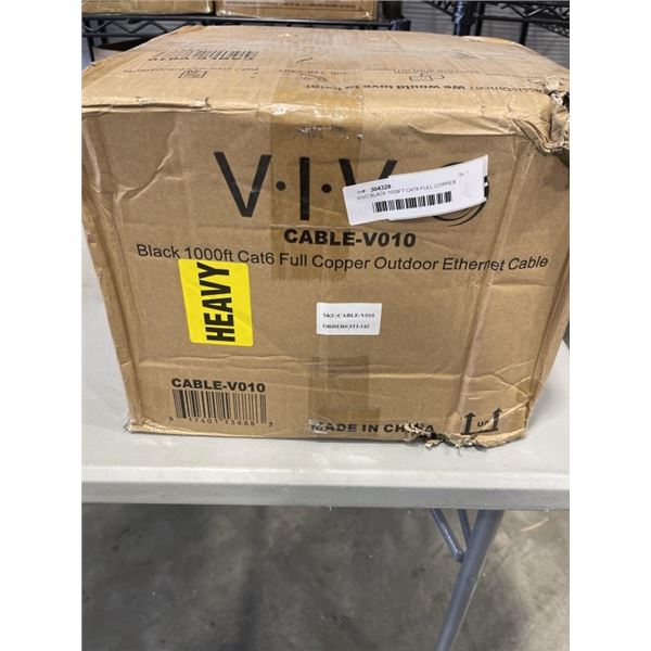 VIVO BLACK 1000FT CAT6 FULL COPPER OUTDOOR ETHERNET CABLE