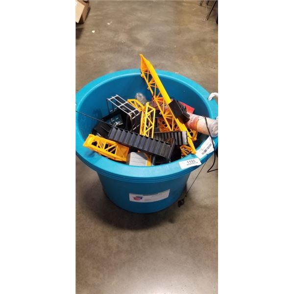 TUB OF K'NEX ROLLER COASTER TOY AND MEGA CRANE TOY