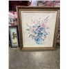 Image 1 : VINTAGE GOLD FRAMED FLORAL PRINT AND SMALL EASTERN 3D PRINT