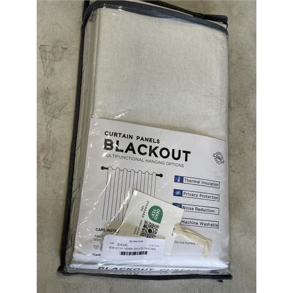 NEW SET OF THERMAL INSULATED FAUX LINEN WASHABLE AND BLACKOUT CURTAIN PANELS