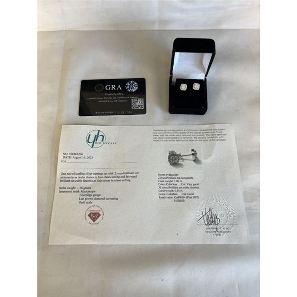 1.00 CT GRA CERTIFIED ROUND BRILLIANT CUT MOISSANITE STONES VVS D COLOR WITH 36 ROUND BRILLIANT CUT 