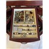 Image 4 : VINTAGE WOOD JEWELRY BOX W/ LOTS OF CONTENTS