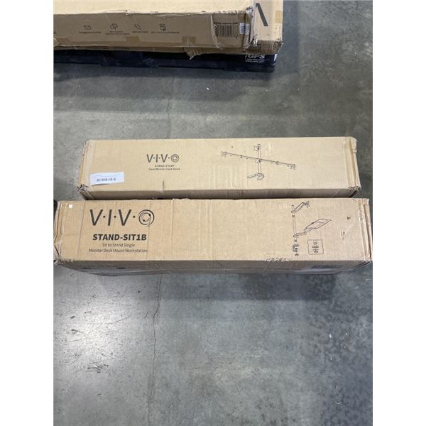 VIVO QUAD MONITOR DESK STAND AND VIVO SIT TO STAND MONITOR DESK MOUNT WORKSTATION