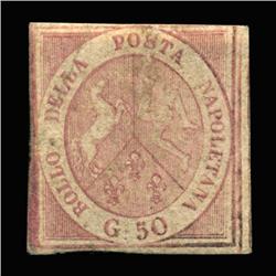 1858 VERY RARE Italy Naples 50g Postal Stamp MINT $2900 BV (STM-0195)