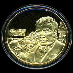 .75oz Franklin Mint PR70 DCAM 24k plated Sterling Silver Round History of the American Presidency W.