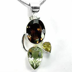 72.2ct Alluring Top Citrine Amethyst Quartz Sterling Pendant (JEW-1552)