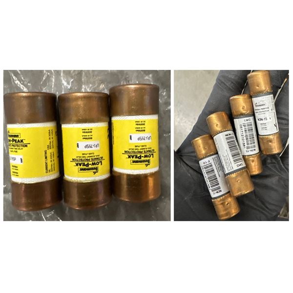 Bussmann 7-Fuse Lot: (4) NON-15 15A 250V & (3) LPJ-35SP 35A 600V
