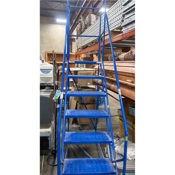 Blue Steel Rolling Warehouse Ladder
