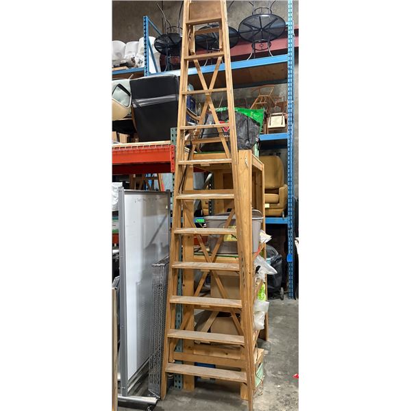 Tall Wooden A-Frame Stepladder