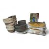 Image 1 : New Group of Dinnerware - includes Stoneware Round Plates/ Crate & Barrels Grey Bowls Set/Wooden Rou