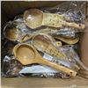 Image 2 : New 2 Boxes full of Wooden Kitchen Serving Spoons & Misc. Ceramic Condiment Sauce Bowls