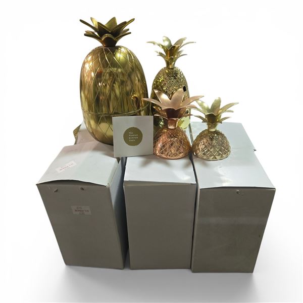 New Group of Pineapple Shaped Gold-Colored Cocktail Cups - various sizes & colors, approx. 6 pcs
