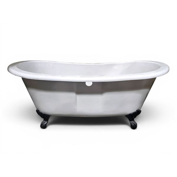 Double-End Clawfoot Bathtub - with Glass Shelf & Faucet (Some Hardware Parts are included)