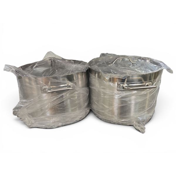 New Set of 2 Stainless Steel Commercial Pots, Model "Paderno" - 36cm/12L. approx. R.V. $200 each