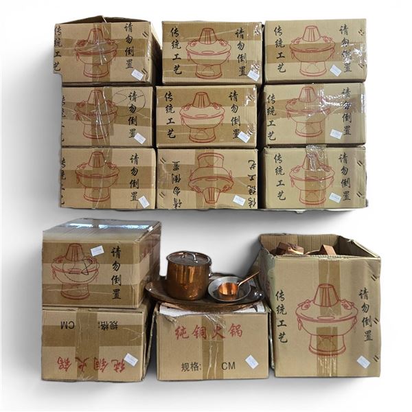 New Large Group of Glass & Copper Hot Pot Cookware - Various sizes, types & Condition