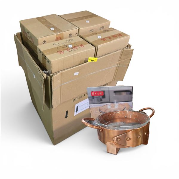 New Box of Glass & Copper Hot Pot Cookware - Various sizes & Types