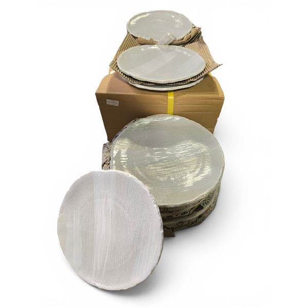 New Set of White Alpine Ceramic Decorative Textured Plates - approx. 30 pcs