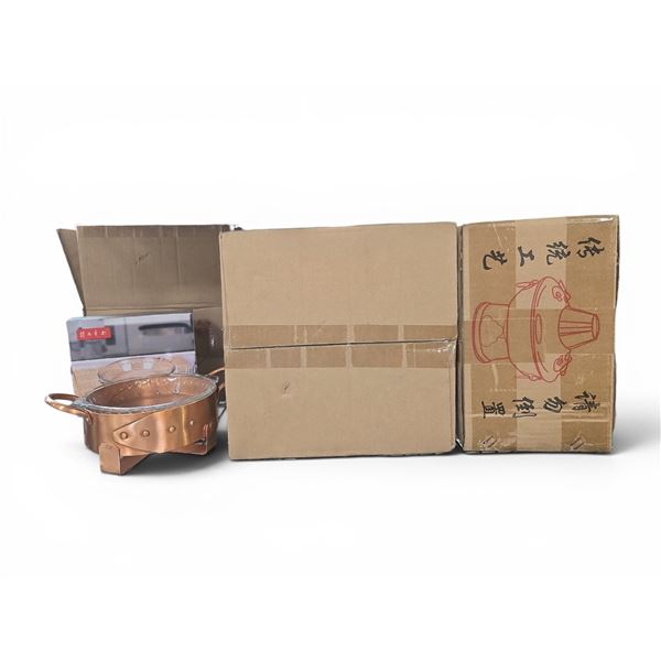 New Group of Glass & Copper Hot Pot Cookware - 7 pcs, 7" Diameter each