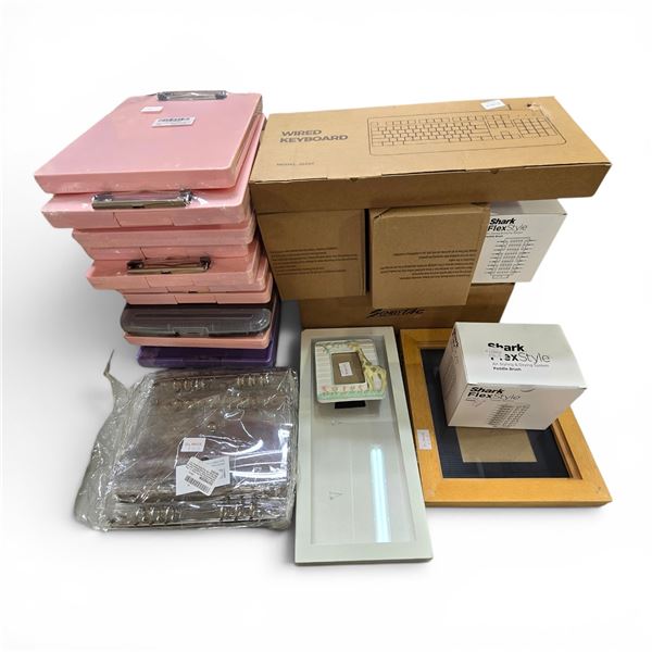 Group of Assorted New Items - includes Foldable Clipboards/Wired Keyboard/Frames & More