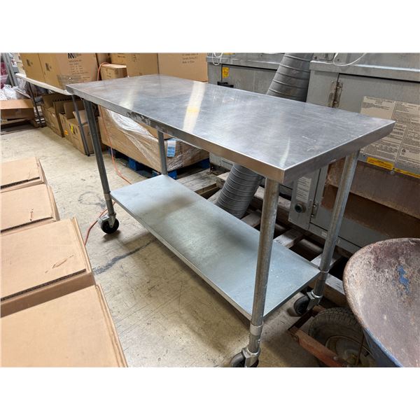 Stainless Steel Table on Castors w/ 1 Shelf - 60x24x39.5"
