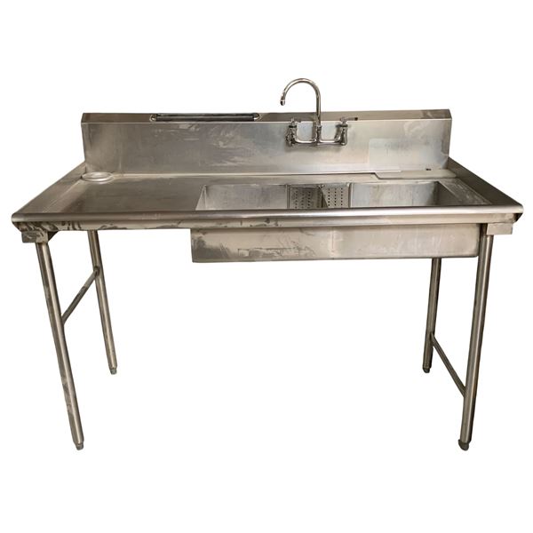 Stainless Steel Commercial Sink with Faucet, Approx. H44" x W60" x D33"