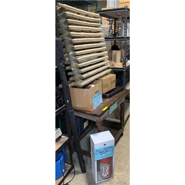 Movie Set Dec Group lot - includes Wooden Table/cord Covers & More