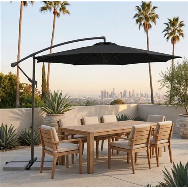 CorLiving 9.5ft Tilting Offset Patio Umbrella with Crank and Cross Base - RV: $140 - (Color Varies)