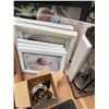 Image 4 : Mixed Home Office Decor - Wooden Tray, Gold Geometric Accent & Hourglass, Desk Clock, Picture Frames