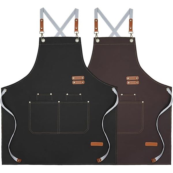 5-Pcs New Canvas Barista / Chef Apron - RV: $125 - Mixed Colours