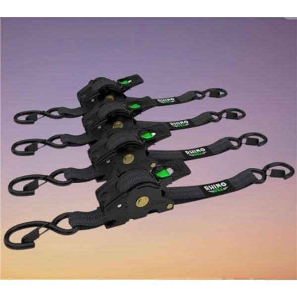 New - Rhino USA Retractable Ratchet Straps (4-Pack) - RV: $106 CAD