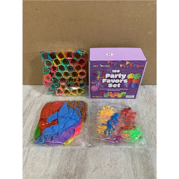 108 Party Favors Set Punching Baloons/Coil Springs/Stretchy Men