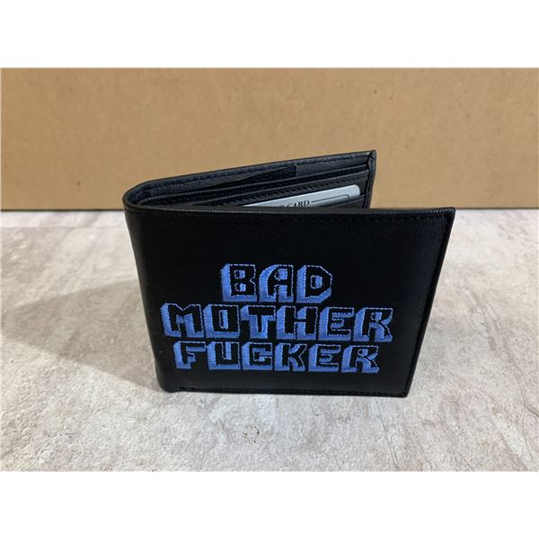Bad Mother Fucker Wallet Real Leather Black With Blue